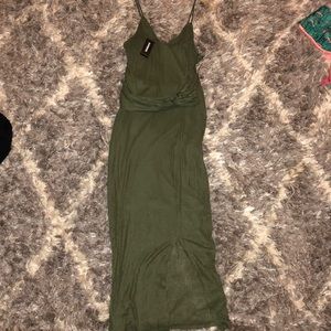 Express Olive midi slit dress, BRAND NEW